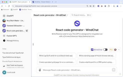 WindChat - ChatGPT & Gemini HTML Previewer screenshot