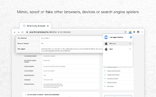 User Agent Switcher screenshot