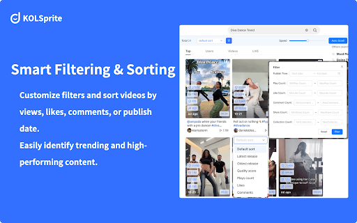 TikTok Downloader, Sort & Analytics | KOLSprite screenshot