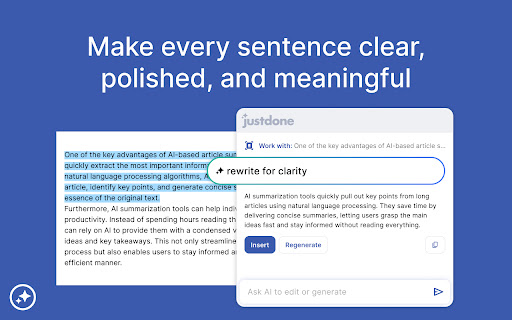 Justdone: GPT-4o AI Writing Assistant & Grammar Checker screenshot