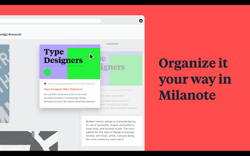 Milanote Web Clipper screenshot
