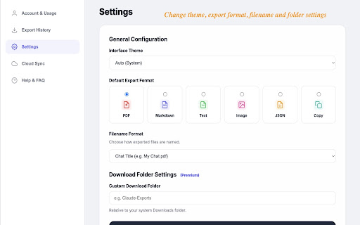 Claude to PDF: Export Claude Chats to PDF, Markdown, JSON screenshot