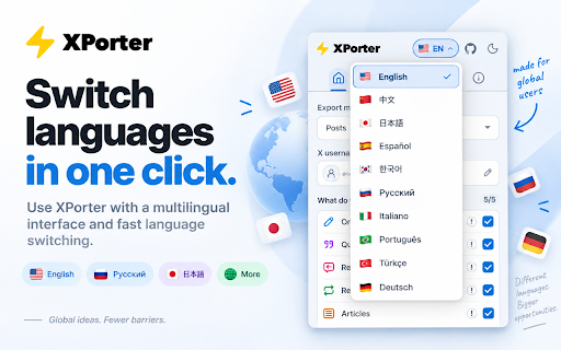 XPorter — Free X/Twitter Export: Posts, Followers · CSV/JSON/XLSX screenshot
