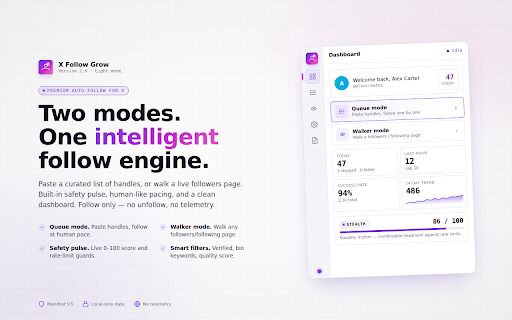 X Follow Grow - Safe & Smart Auto Follow Tool for X/Twitter screenshot