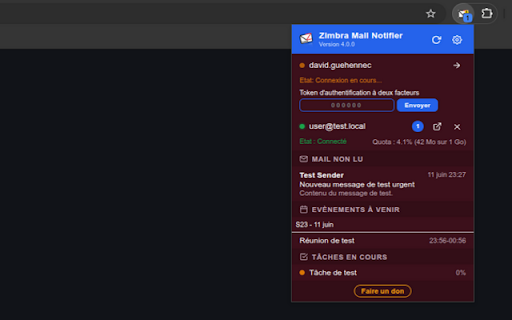 Zimbra Mail Notifier screenshot