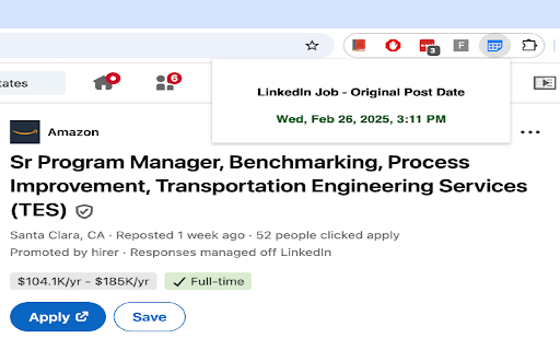 OriginallyListedAt for LinkedIn Jobs screenshot