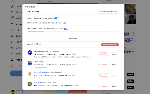 X Unfollower | Smart follow / unfollow tool for Twitter screenshot