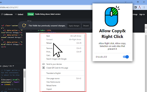 Allow Copy& Right Click screenshot