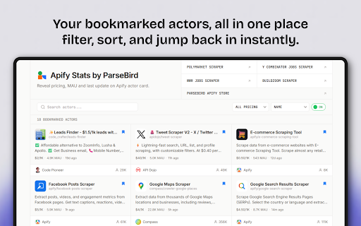 Apify Stats by ParseBird screenshot