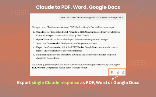Claude to PDF, Word and Google Docs screenshot