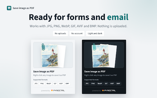 Save image as PDF — Converter for Print & Email Attachments screenshot