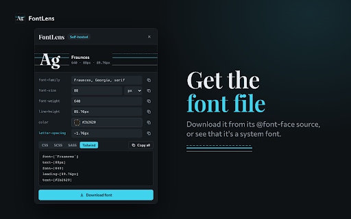 FontLens — Font Inspector to Copy Website CSS screenshot