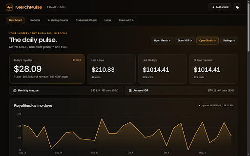 MerchPulse: Merch by Amazon & KDP Sales Tracker screenshot