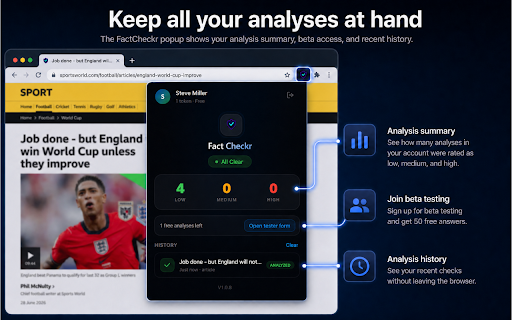 Fact Checkr screenshot