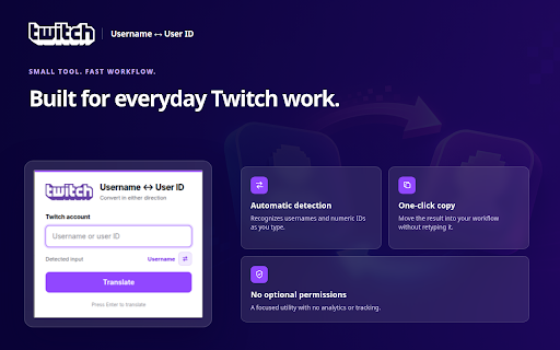 Twitch Username and User ID Translator screenshot