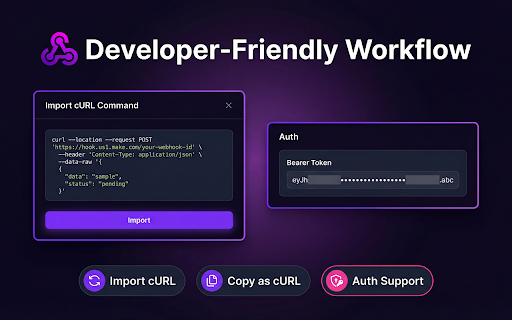 Make (Integromat) Webhook Tester - Debug Automation Workflows screenshot