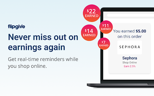 FlipGive Earnings Extension screenshot