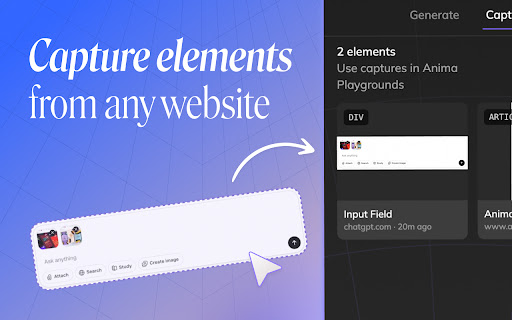 Anima: Clone website & capture elements screenshot
