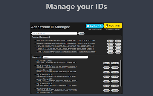 Ace Stream ID Manager screenshot