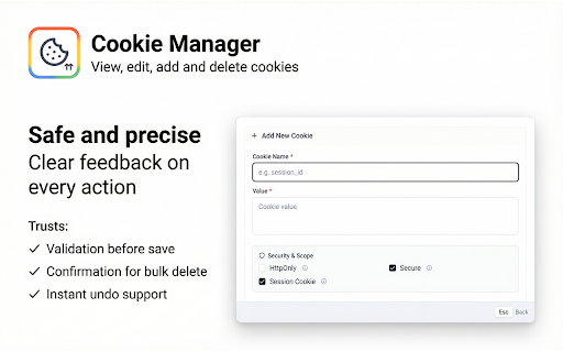 Cookie Editor screenshot
