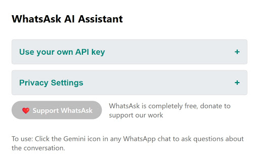 WhatsAsk AI Assistant screenshot