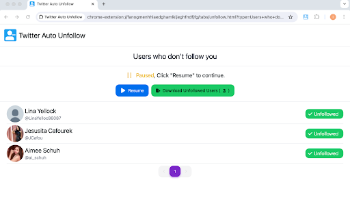 Twitter Auto Unfollow screenshot