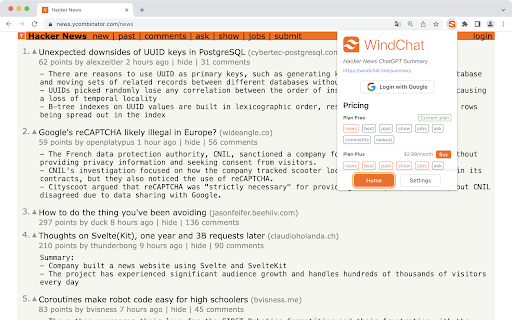WindChat - ChatGPT Summary for Hacker News screenshot