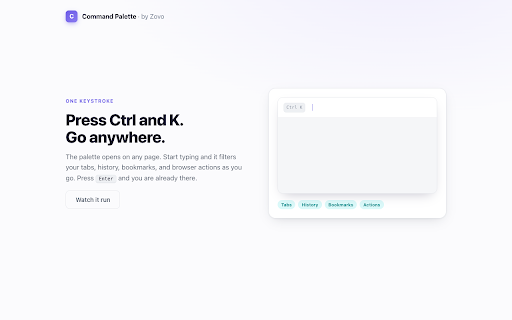 Command Palette. Ctrl+K for Tabs, History, Actions screenshot