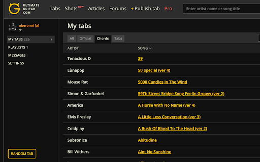 Ultimate Guitar Randomiser screenshot