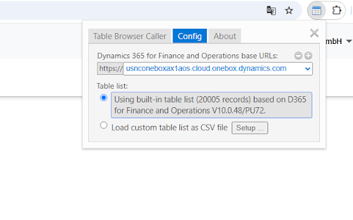 Table Browser Caller for D365FO screenshot