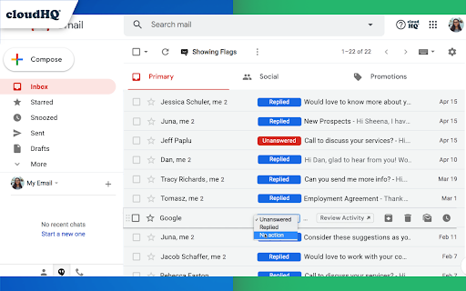Email Reply Status screenshot