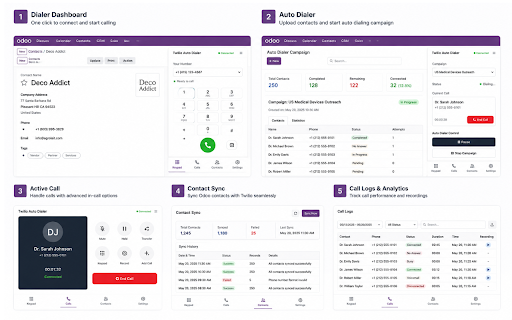 Twilio Odoo Softphone – Contacts, Click-to-Call & Auto Dialer screenshot