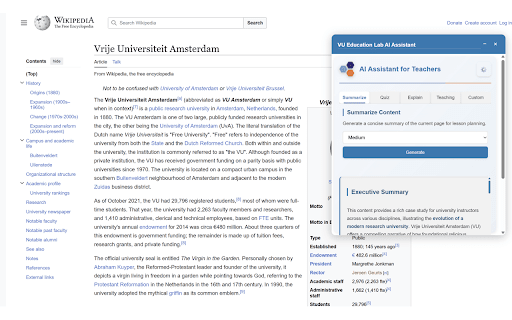 VU Education Lab AI Assistant for Teachers screenshot