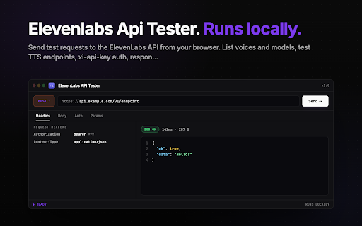 ElevenLabs API Tester - Test Voice and TTS API Requests screenshot