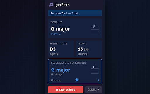 getPitch — YouTube Key Detector screenshot