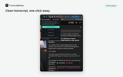 TranscriptSnap screenshot