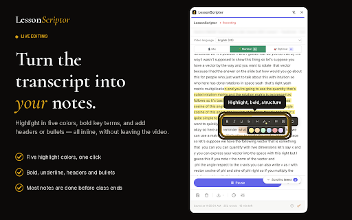 LessonScriptor – Live Transcription & Screenshots screenshot