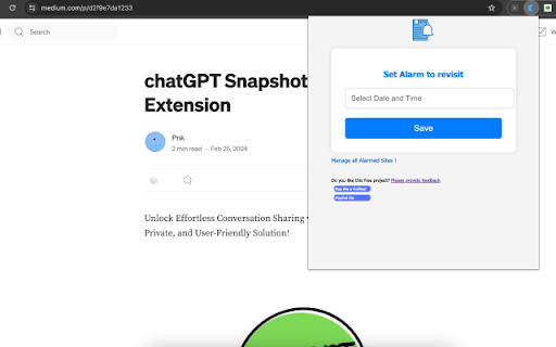 Alarmed Bookmark screenshot