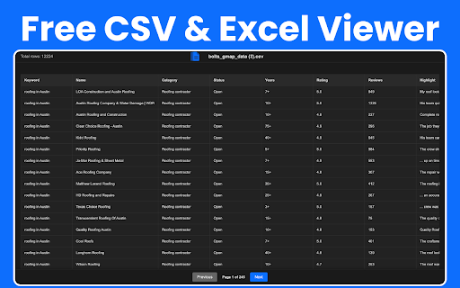 CSV & Excel Viewer - Online File Viewer screenshot