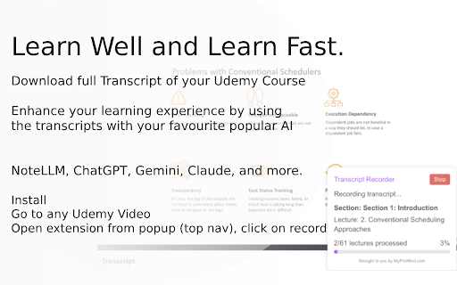 Udemy Full Transcript Extractor for LLMs screenshot