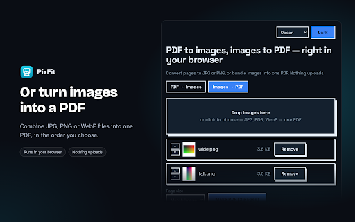 PDF to JPG — Image to PDF, No Upload | PixFit screenshot