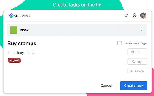 GQueues Chrome Extension screenshot