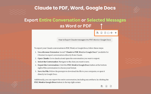 Claude to PDF, Word and Google Docs screenshot
