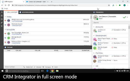CRM Integrator for Hosted Telephony screenshot