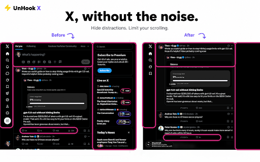UnHook X — Clean Twitter & Post Limit screenshot