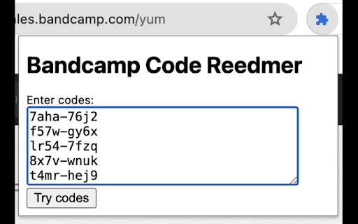 Bandcamp redeemer screenshot