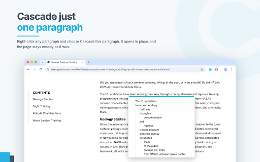 Cascade Reading screenshot
