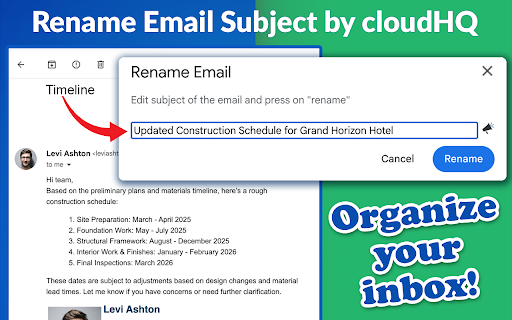 Rename Email Subject by cloudHQ screenshot