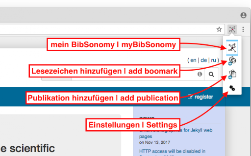 BibSonomy Buttons screenshot