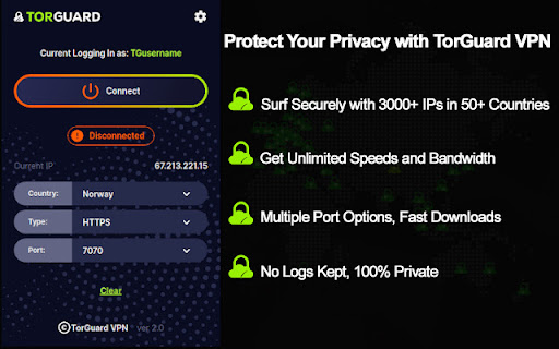 TorGuard VPN Proxy Extension screenshot